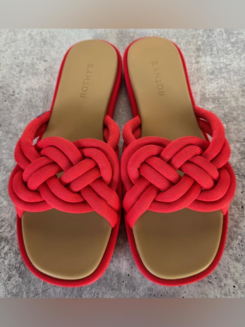 Rothy's The Summer Sandal Slip On Flats Shoes Red Scarlet Women’s Size 10.5